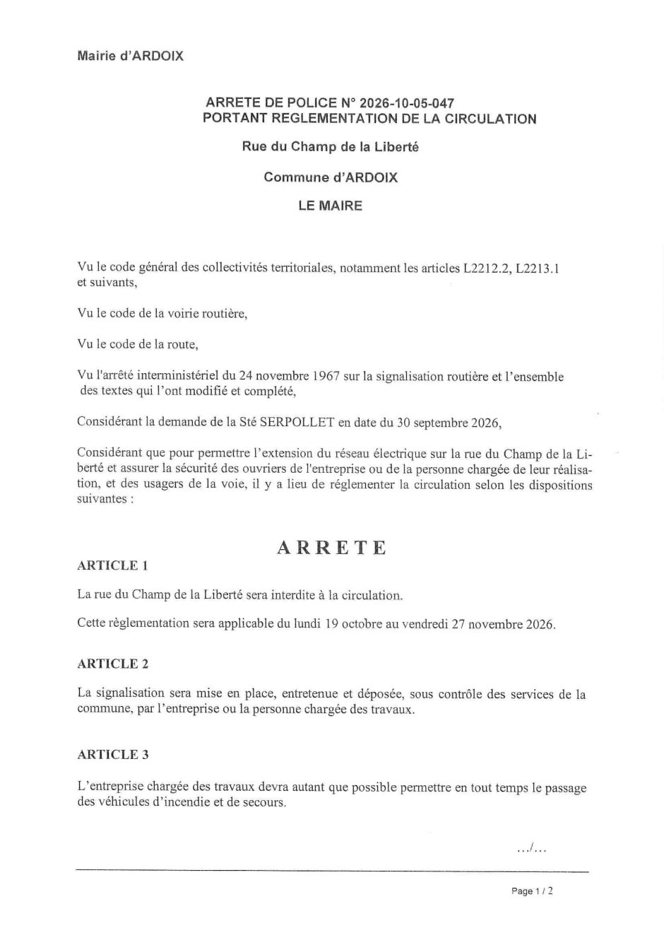 ARRETE 2026 10 05 047 RUE DU CHAMP DE LA LIBERTE DU 19 10 AU 27 11 2026.jpg