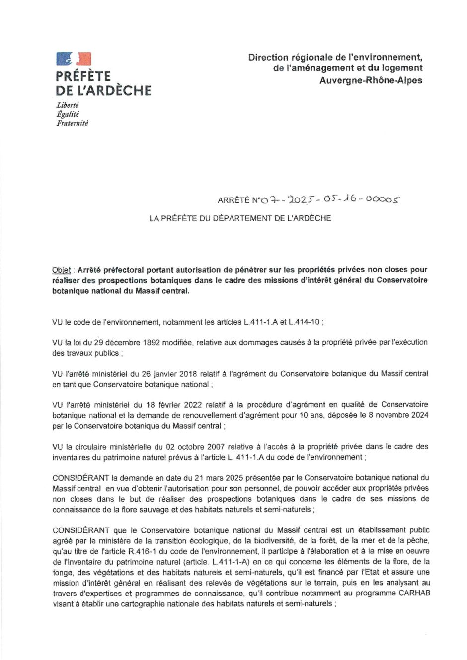 Arrêté préfectoral portant autorisation de pénétrer sur les propriétés privées jpeg.jpg