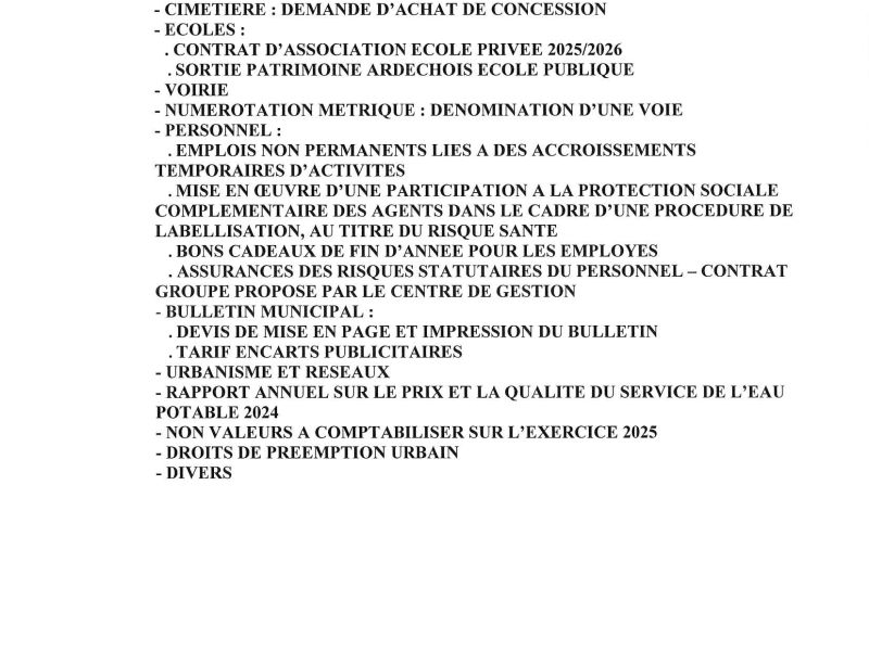 Convocation Conseil Municipal du 30 octobre 2025