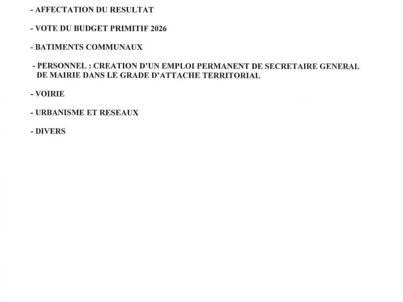 Convocation Conseil Municipal du 5 mars 2026
