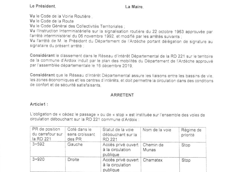 Arrêté conjoint permanent RD 221
