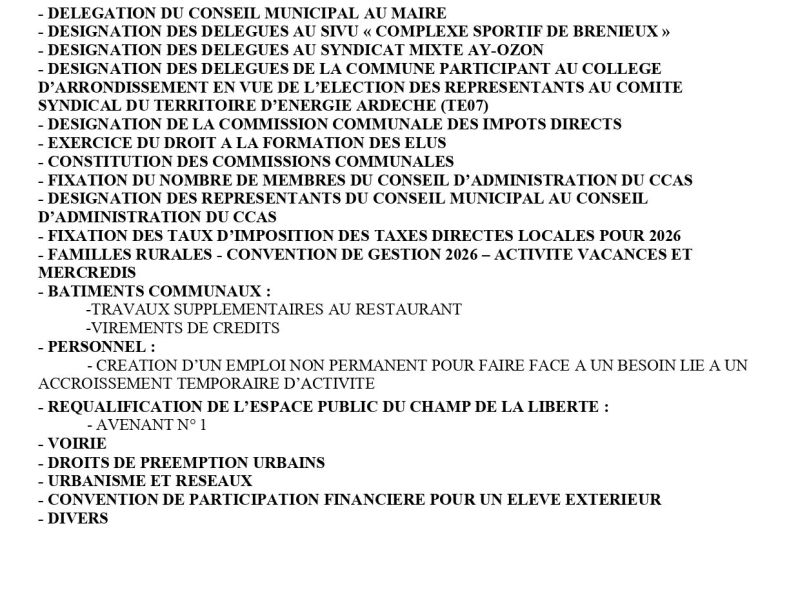 Conseil Municipal du 21 Avril 2026