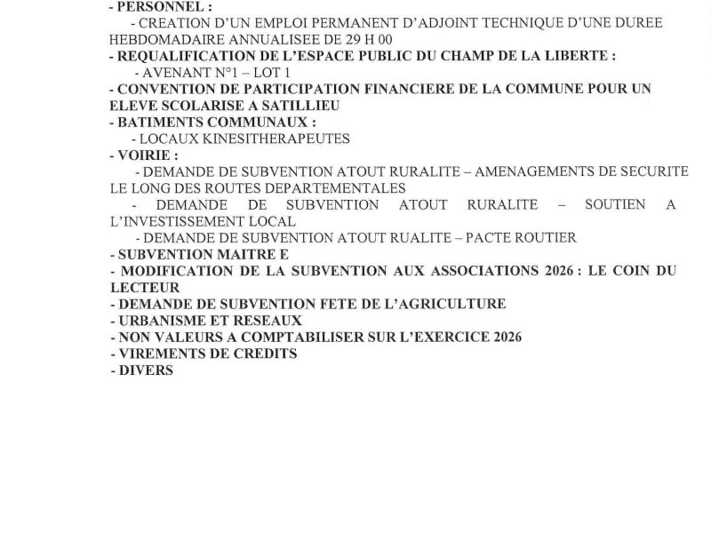 Conseil Municipal du jeudi 2 juillet 2026
