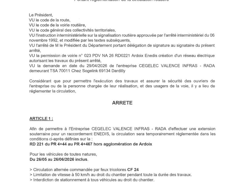 Arrêté départemental