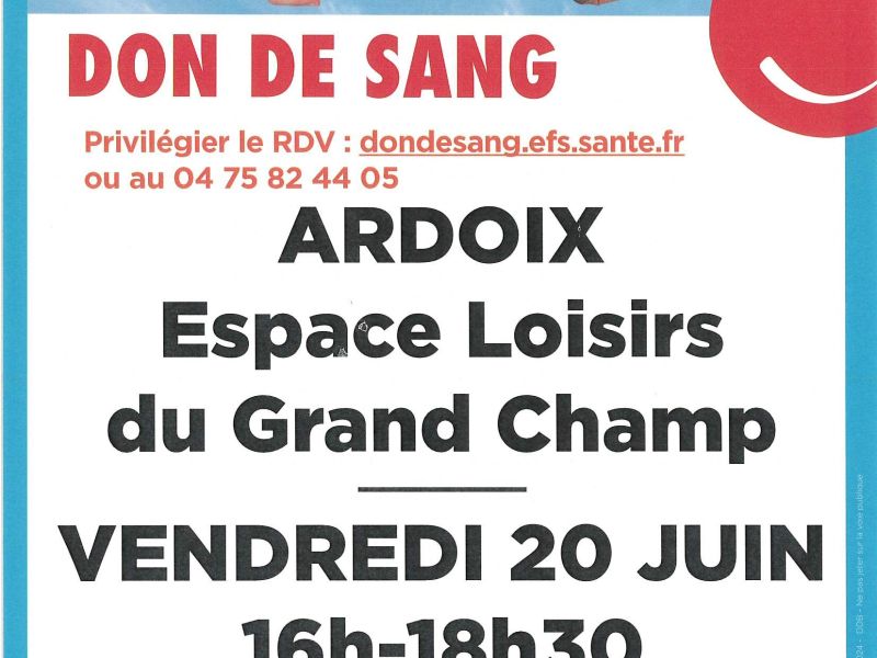 Don du sang le 20 juin 2025