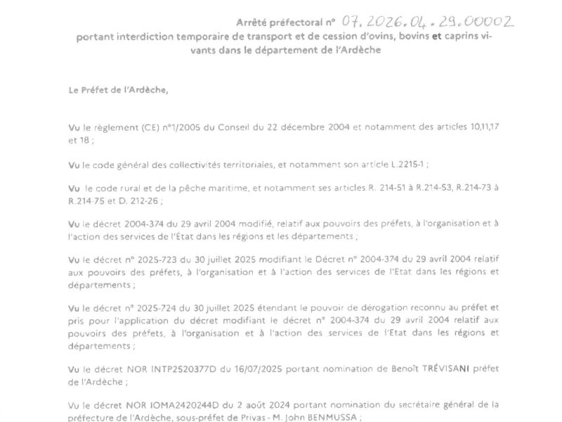 Arrêté préfectoral