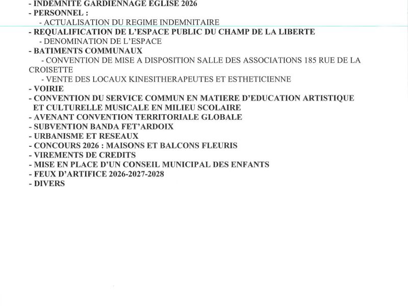 Conseil Municipal du mardi 15 septembre 2026